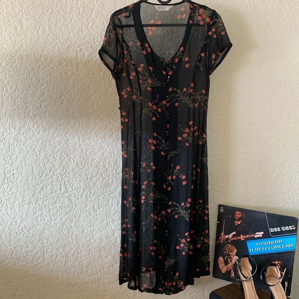 Vintage Sheer Floral Dress Sz S or XS